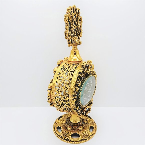 Vtg STYLEBUILT Ormolu Gilt Ornate Filigree Rococo Regency Vanity Perfume Bottle - Picture 3 of 14